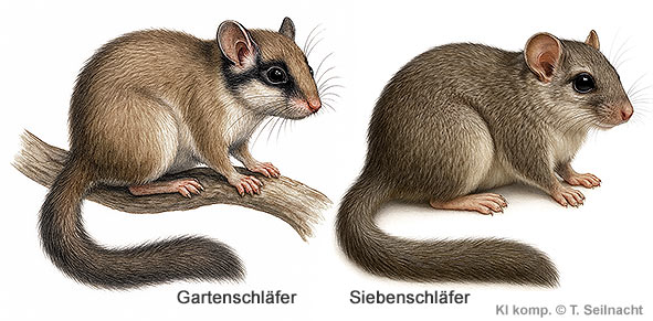Gartenschläfer und Siebenschläfer im Vergleich