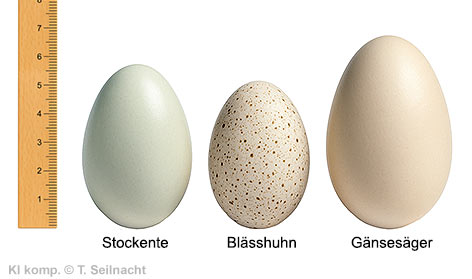 Eier Stockente, Bl&auml;ssjuhn, G&auml;nses&auml;ger